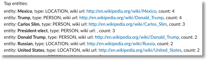 Including wiki urls in entity information